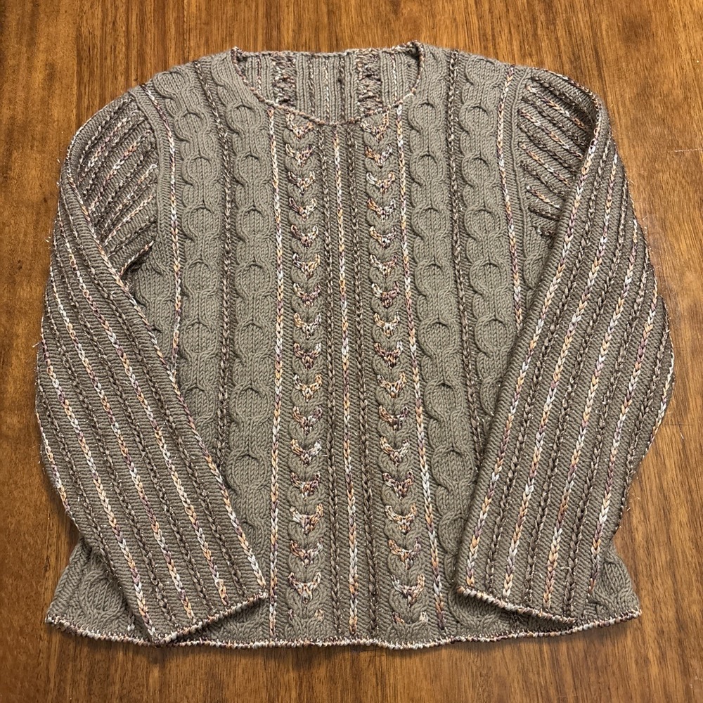Handknit Anny‎ Blatt Design & Yarn Gray & Mauve Petite Small Sweater Vintage 90s